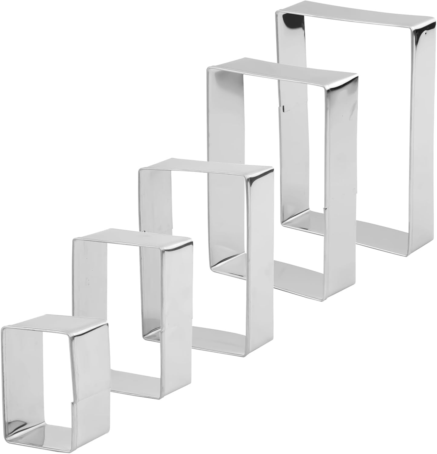 5-Piece Rectangular Stainless Steel Cookie Cutter Set – Multi-Size Rectangle Cutters – For Cookies, Fondant, Sandwiches, Cake Decorating & DIY Crafts