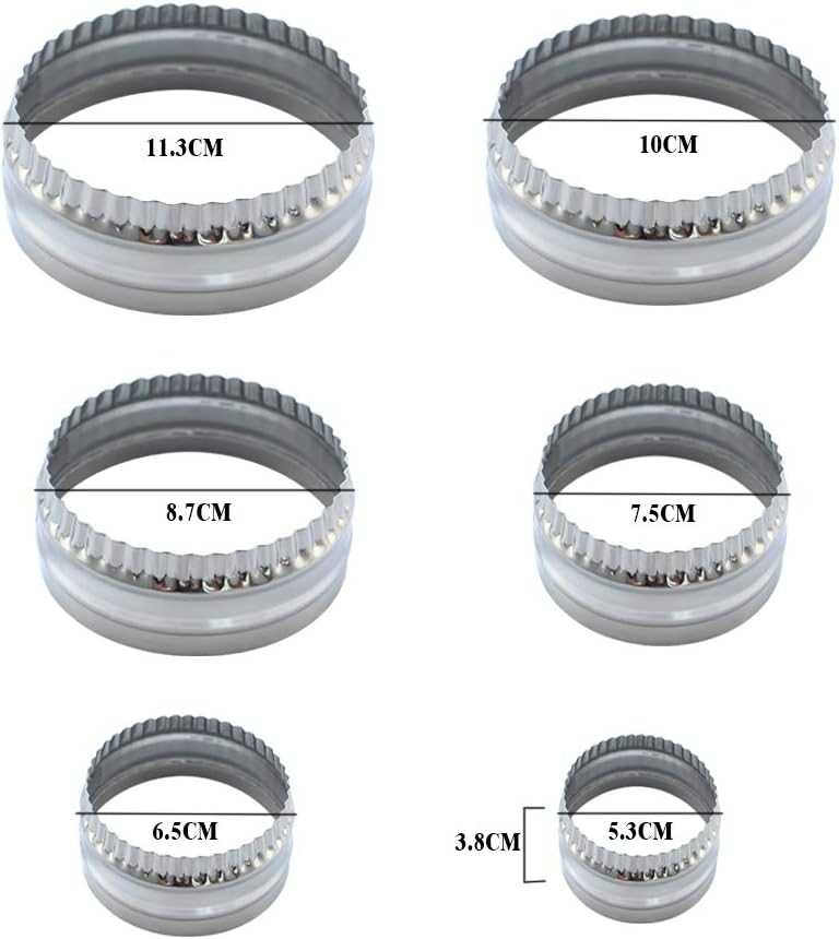 6-Piece Round Fluted Stainless Steel Cookie Cutter Set – Multiple Size Biscuit Rings – For Baking, Cookies, Pies & Fondant