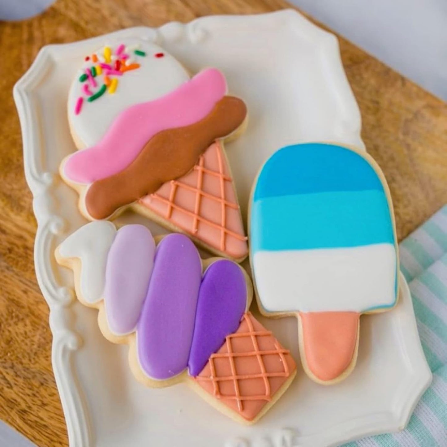 4-Piece Ice Cream Shape Stainless Steel Cookie Cutter Set | Food-Grade Material | Multiple Sizes & Designs | Perfect for Cookies, Fondant, Sandwiches & Pet Treats