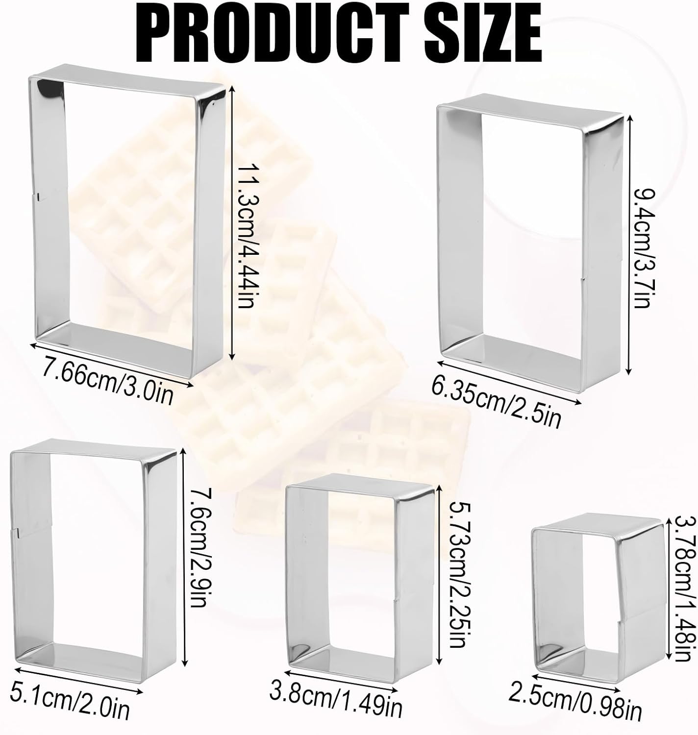 5-Piece Rectangular Stainless Steel Cookie Cutter Set – Multi-Size Rectangle Cutters – For Cookies, Fondant, Sandwiches, Cake Decorating & DIY Crafts