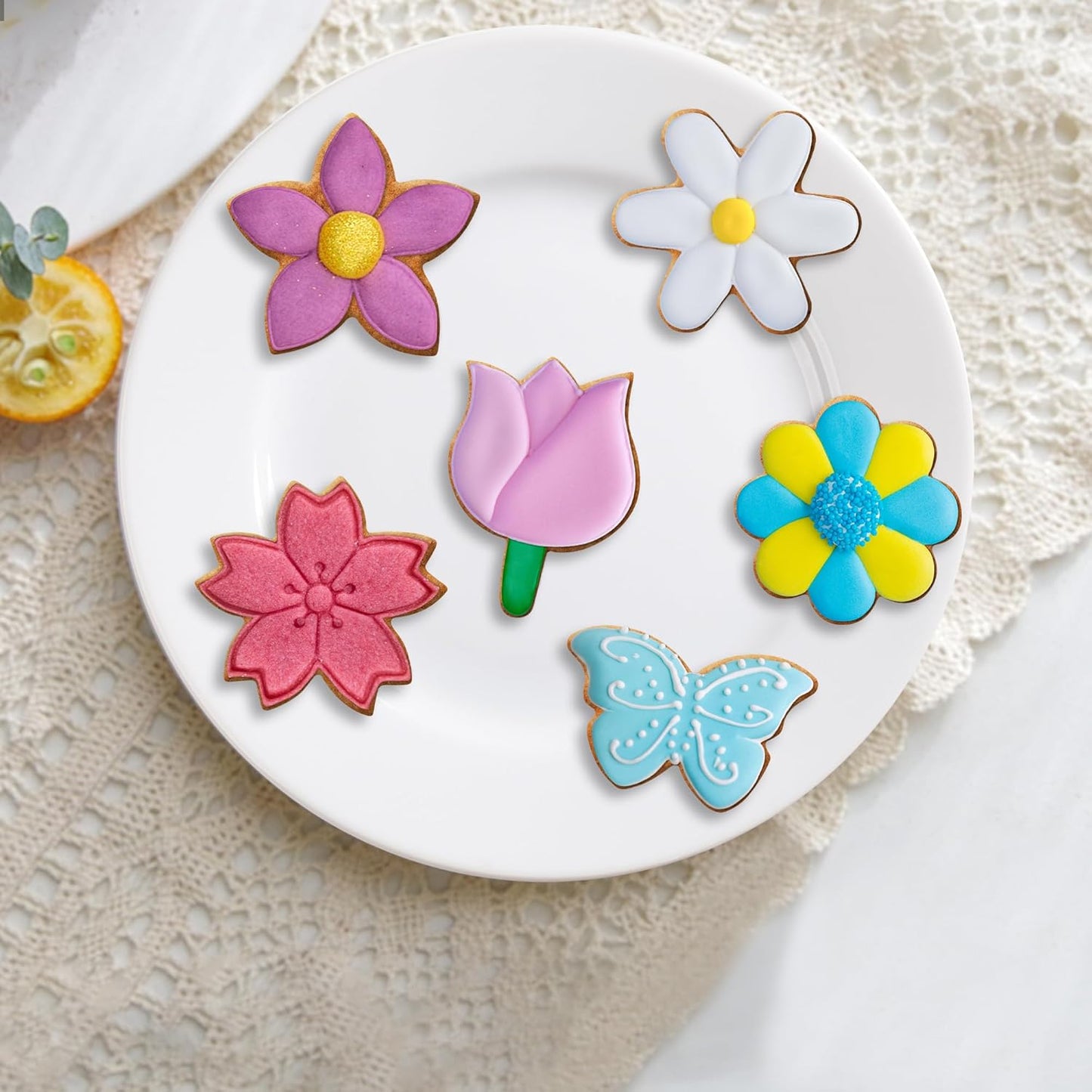 6-Piece Stainless Steel Cookie Cutter Set | Flower, Butterfly, Tulip & More Shapes | Food-Grade Material | Ideal for Cookies, Biscuits, Fondant, Sandwich & Fruit Cutting