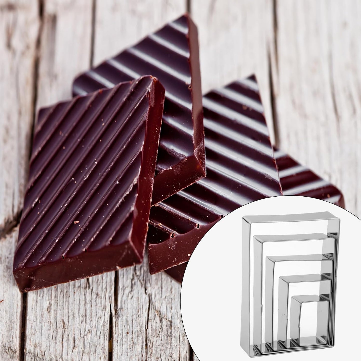 5-Piece Rectangular Stainless Steel Cookie Cutter Set – Multi-Size Rectangle Cutters – For Cookies, Fondant, Sandwiches, Cake Decorating & DIY Crafts