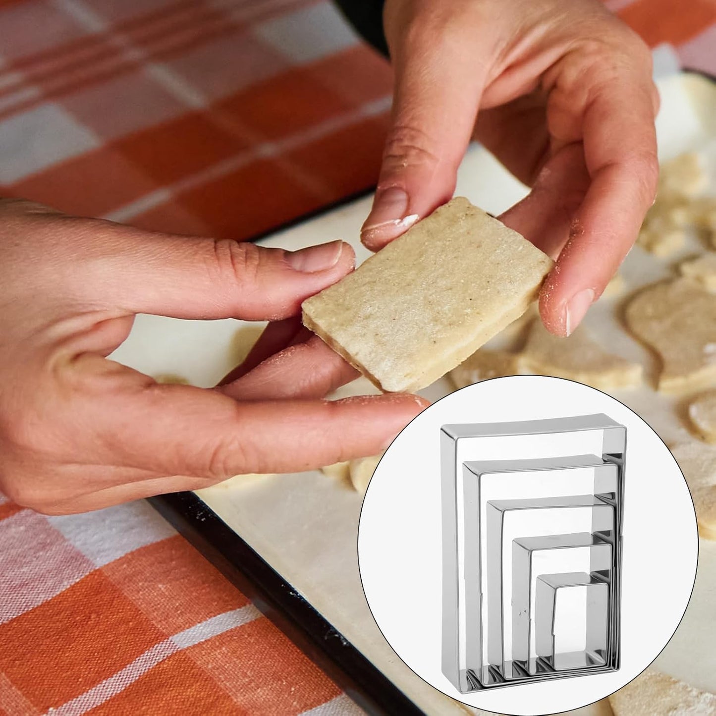 5-Piece Rectangular Stainless Steel Cookie Cutter Set – Multi-Size Rectangle Cutters – For Cookies, Fondant, Sandwiches, Cake Decorating & DIY Crafts