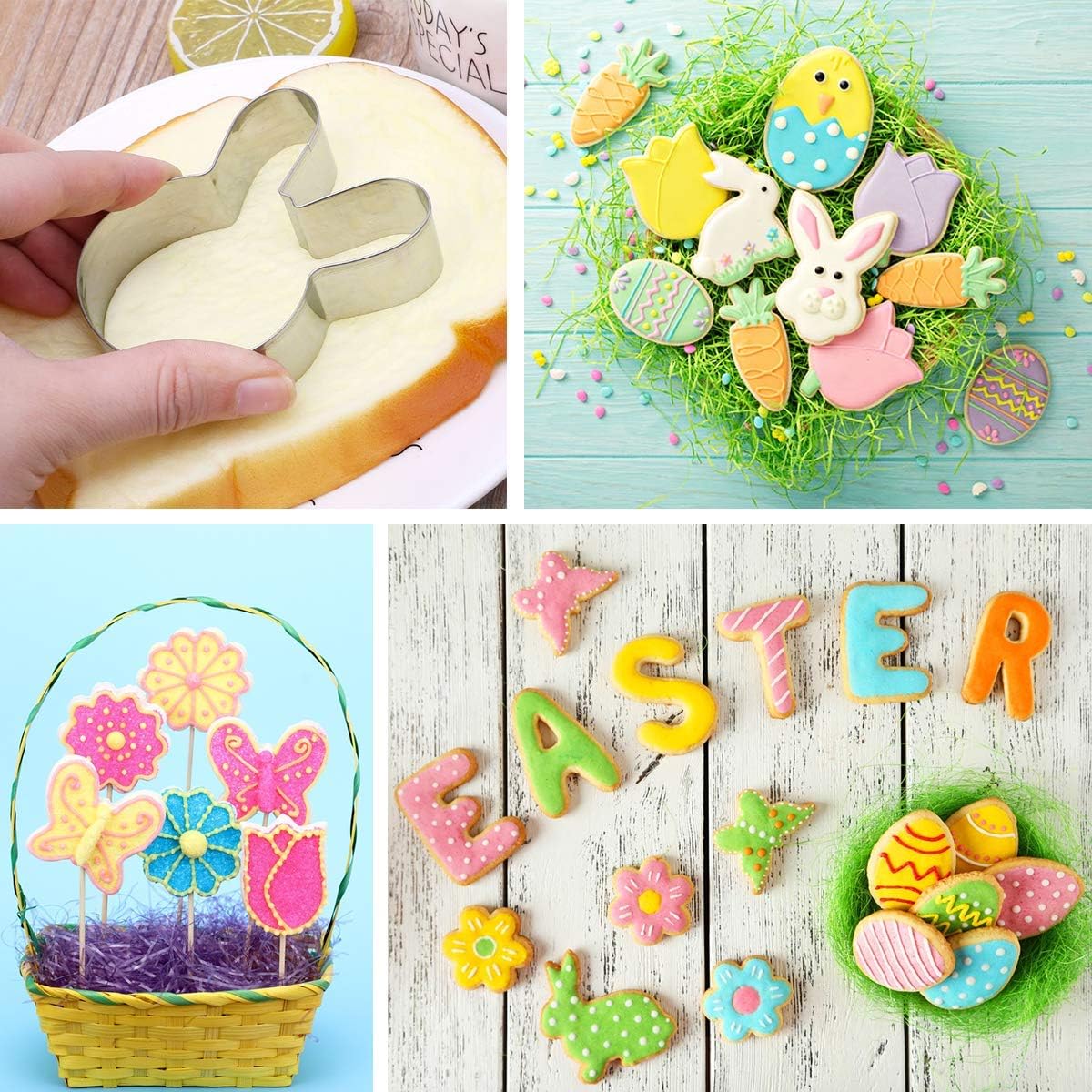 5-Piece Easter Themed Stainless Steel Cookie Cutter Set – Bunny, Chick, Carrot & Egg Shapes – For Baking, Cookies, Fondant, Chocolate & DIY Crafts