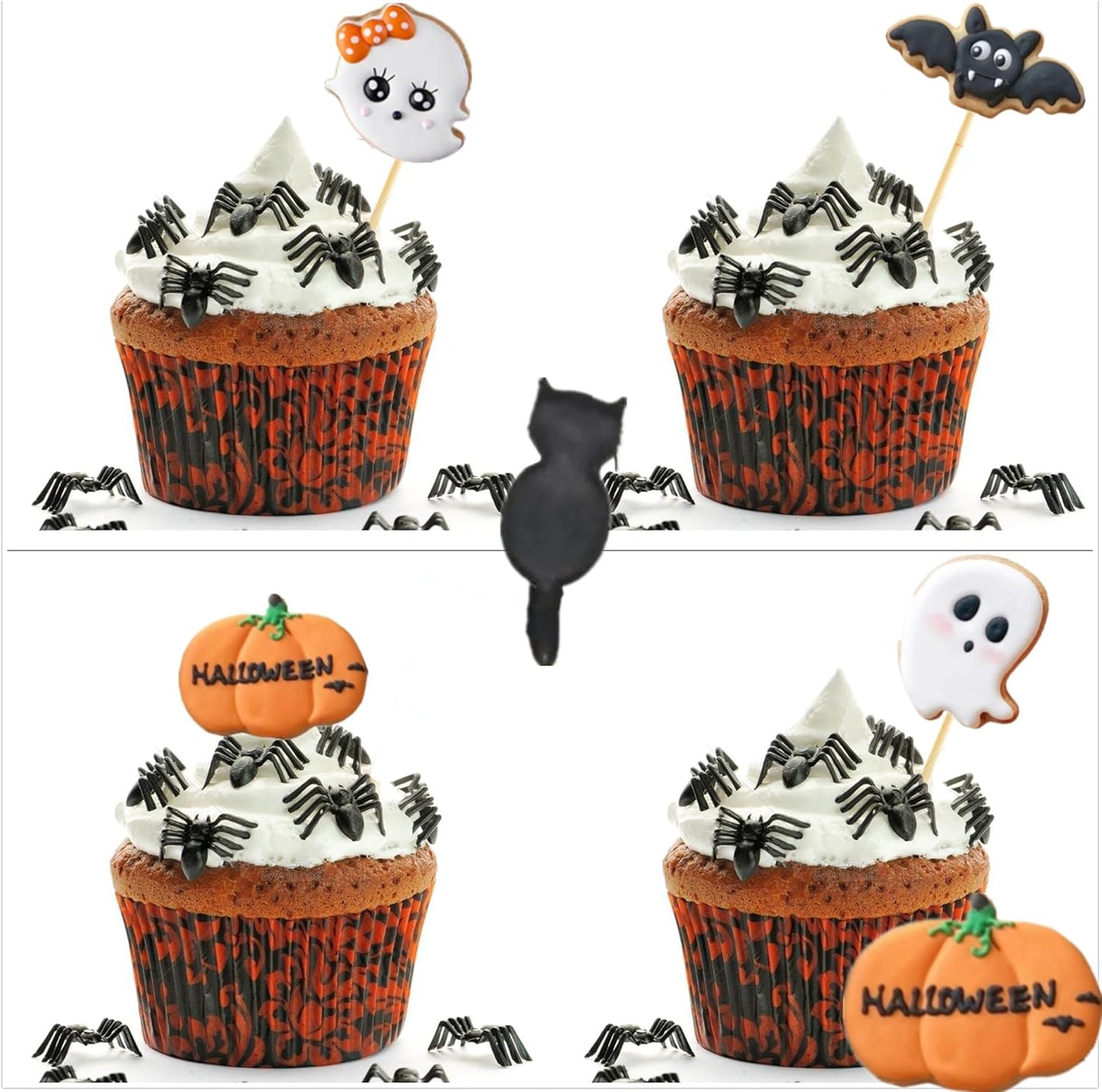 5-Piece Halloween Stainless Steel Cookie Cutter Set | Cat, Ghost, Bat, Pumpkin & More Shapes | Food-Grade Material | Ideal for Cookies, Biscuits, Fondant, Sandwich & Fruit Cutting